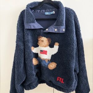 Polo by Ralph Lauren Navy Bear Sherpa Fleece Jacket